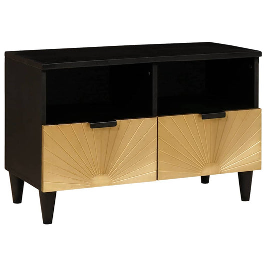 TV-Møbel Tre TV-Skap med skuff Svart og Gull 70 x 33 x 46 cm heltre mango