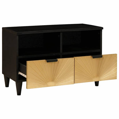 TV-Møbel Tre TV-Skap med skuff Svart og Gull 70 x 33 x 46 cm heltre mango