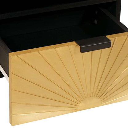 Nattbord Sengbord Svart med skuff Gull 40 x 33 x 46 cm heltre mango