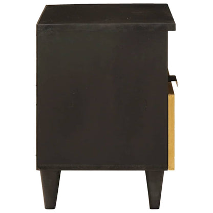Nattbord Sengbord Svart med skuff Gull 40 x 33 x 46 cm heltre mango