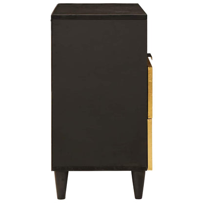 Nattbord Sengbord Svart med skuff Gull 50 x 33 x 60 cm heltre mango