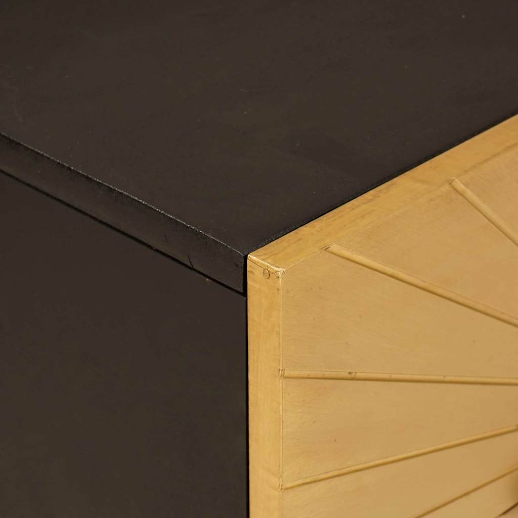 Nattbord Sengbord Svart med skuff Gull 50 x 33 x 60 cm heltre mango