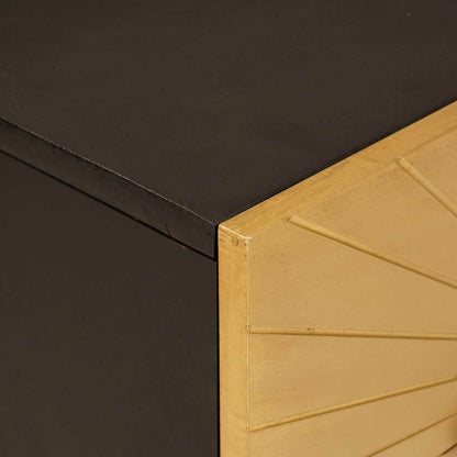 Nattbord Sengbord Svart med skuff Gull 50 x 33 x 60 cm heltre mango