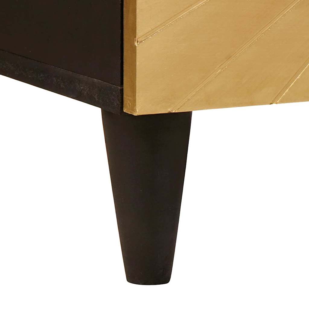 Nattbord Sengbord Svart med skuff Gull 50 x 33 x 60 cm heltre mango
