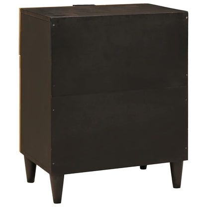 Nattbord Sengbord Svart med skuff Gull 50 x 33 x 60 cm heltre mango