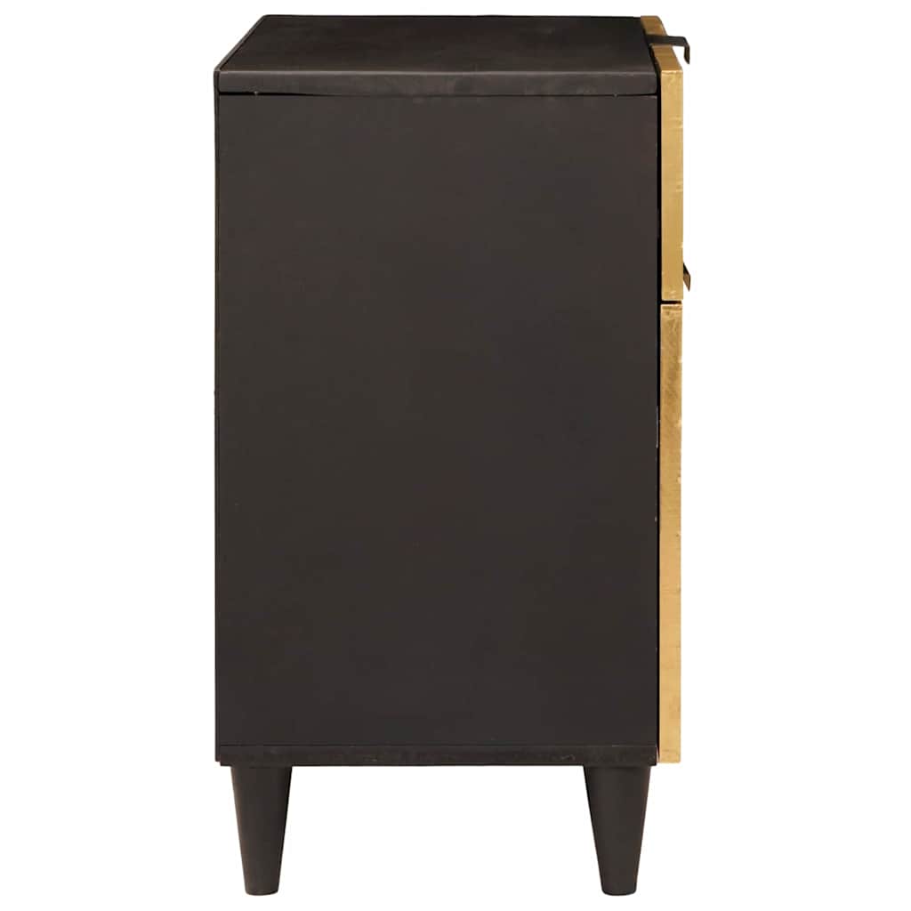 Nattbord Sengbord Svart med skuff Gull 50 x 33 x 60 cm heltre mango