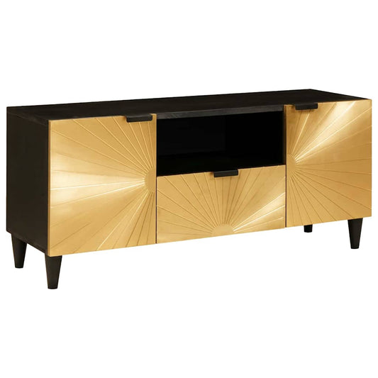 TV-Møbel Tre TV-Skap med skuff Svart og Gull 105 x 33 x 46 cm heltre mango