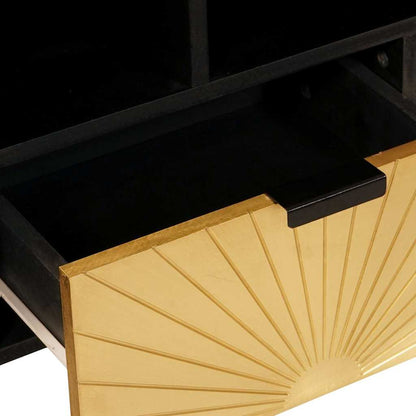 TV-Møbel Tre TV-Skap med skuff Svart og Gull 100 x 33 x 46 cm heltre mango