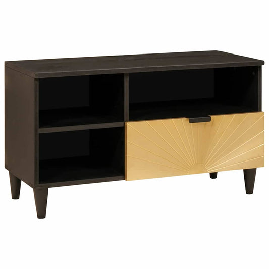 TV-Møbel Tre TV-Skap med skuff Svart og Gull 80 x 33 x 46 cm heltre mango