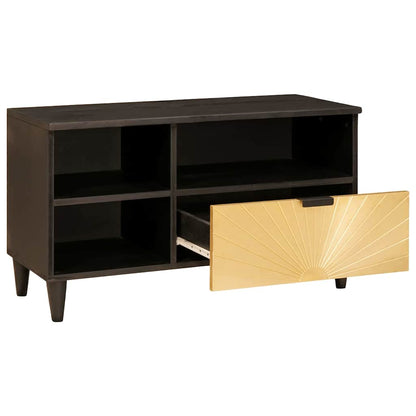 TV-Møbel Tre TV-Skap med skuff Svart og Gull 80 x 33 x 46 cm heltre mango