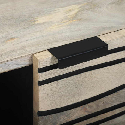 Kaffebord Beige og svart 80 x 50 x 40 cm Massivt akasietre