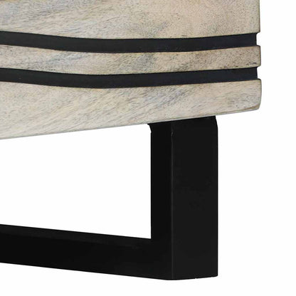 Kaffebord Beige og svart 80 x 50 x 40 cm Massivt akasietre