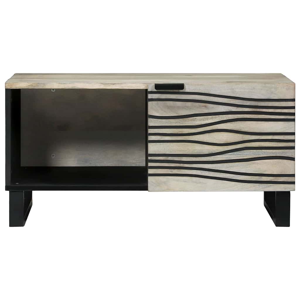 Kaffebord Beige og svart 80 x 50 x 40 cm Massivt akasietre