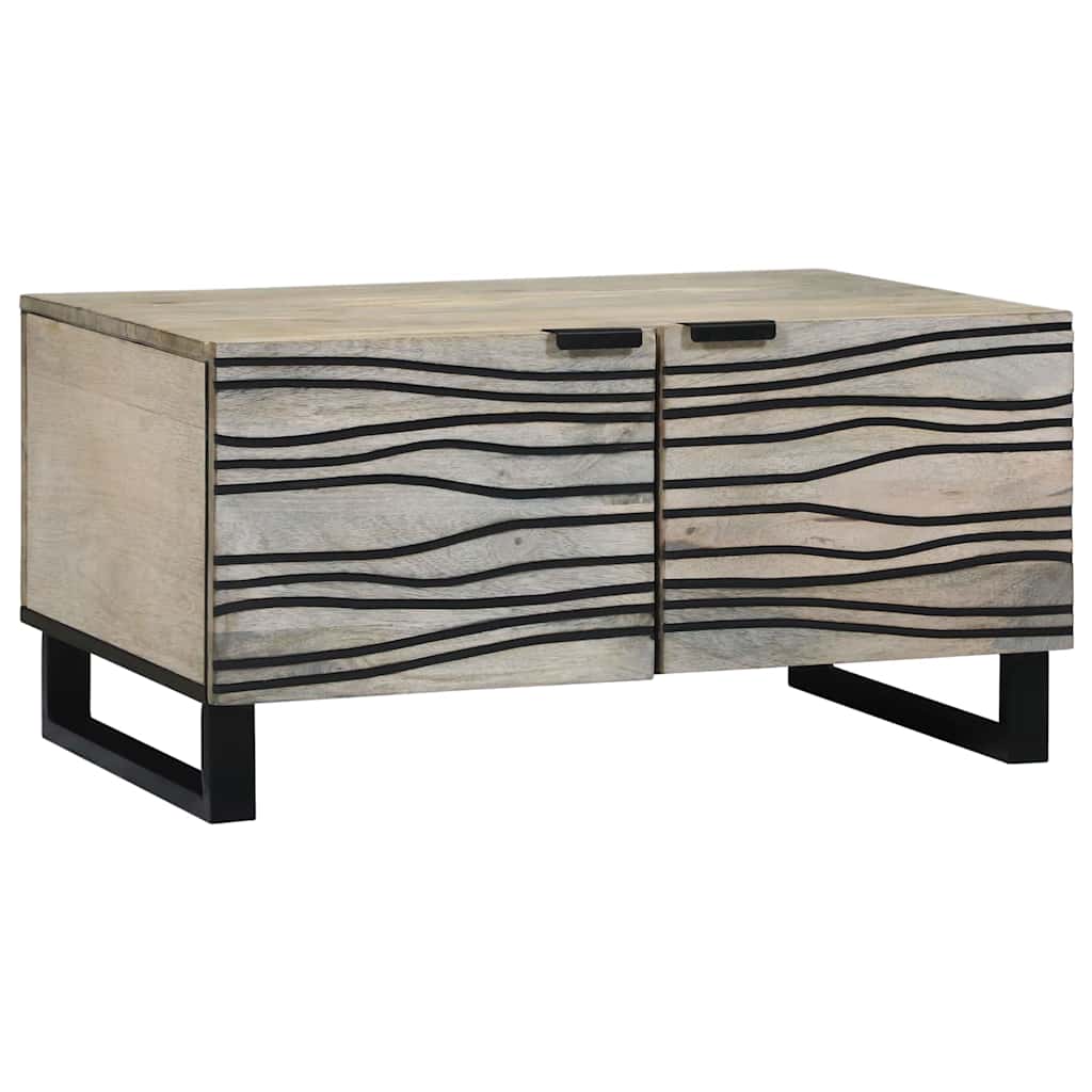 Kaffebord Beige og svart 80 x 50 x 40 cm Massivt akasietre