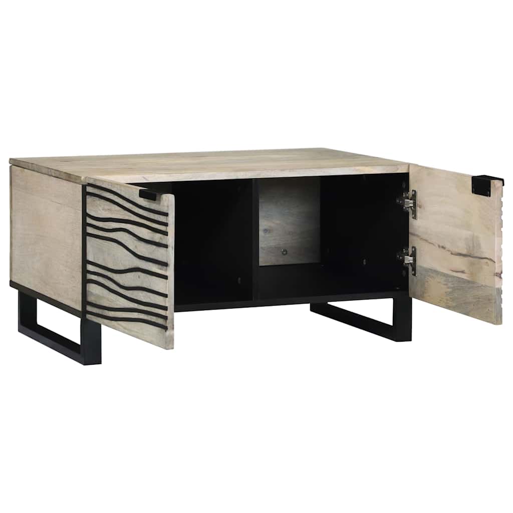 Kaffebord Beige og svart 80 x 50 x 40 cm Massivt akasietre