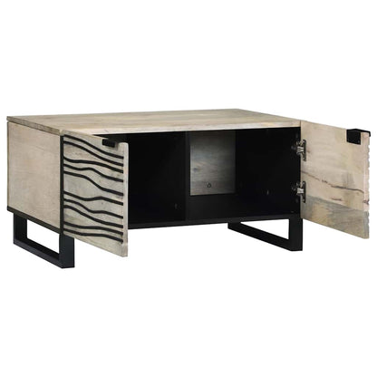 Kaffebord Beige og svart 80 x 50 x 40 cm Massivt akasietre
