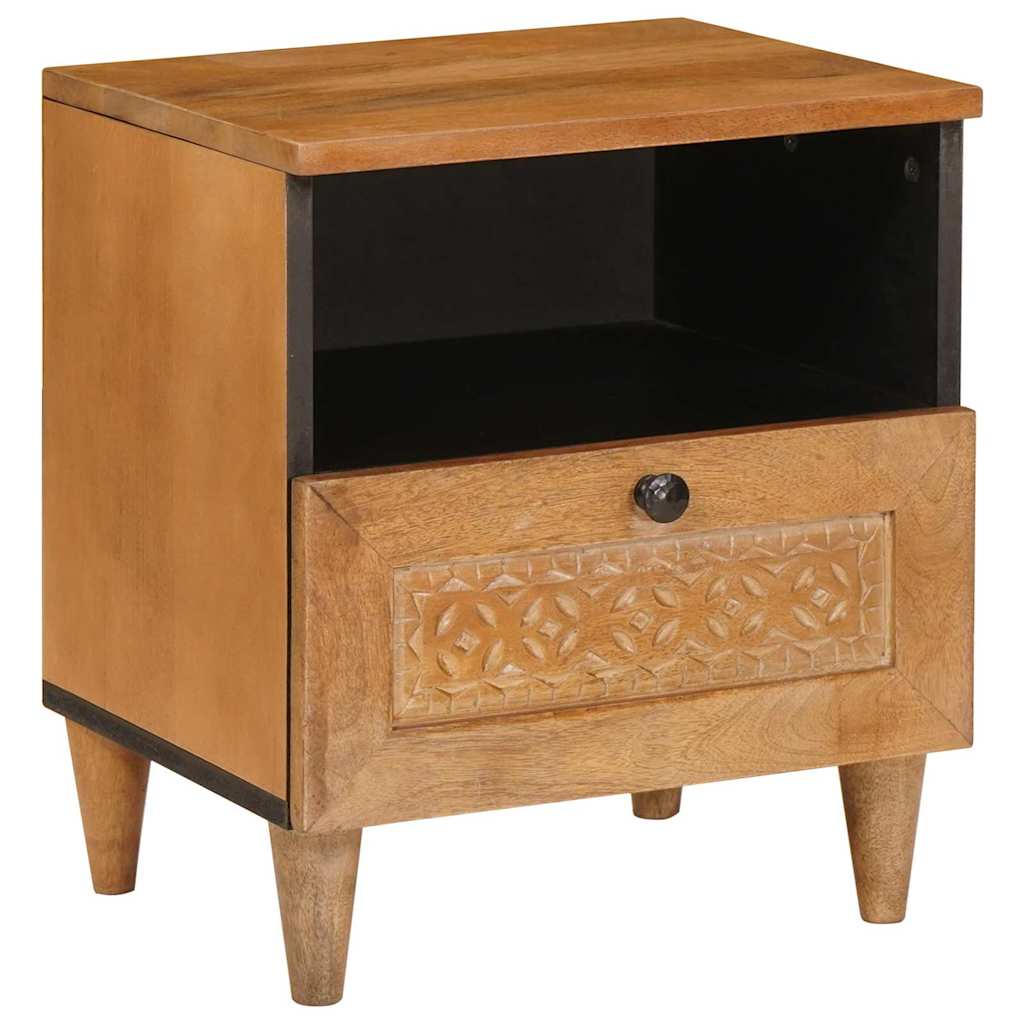 Nattbord Sengbord Brun Lysebrun med skuff 40 x 33 x 46 cm heltre mango