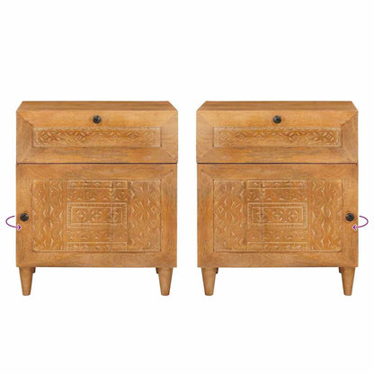 Nattbord Sengbord Brun Lysebrun med skuff 50 x 33 x 60 cm heltre mango