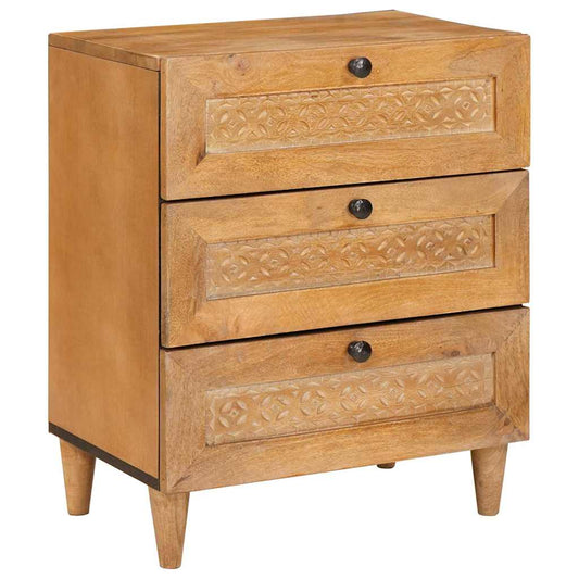 Nattbord Sengbord Brun Lysebrun med skuff 50 x 33 x 60 cm heltre mango