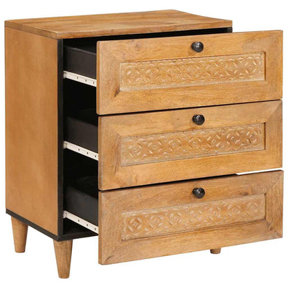 Nattbord Sengbord Brun Lysebrun med skuff 50 x 33 x 60 cm heltre mango