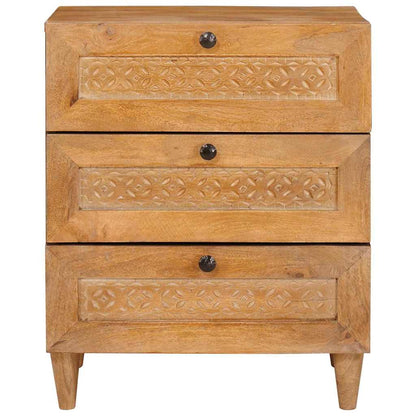 Nattbord Sengbord Brun Lysebrun med skuff 50 x 33 x 60 cm heltre mango