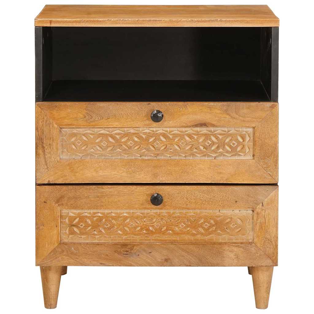 Nattbord Sengbord Brun Lysebrun med skuff 50 x 33 x 60 cm heltre mango