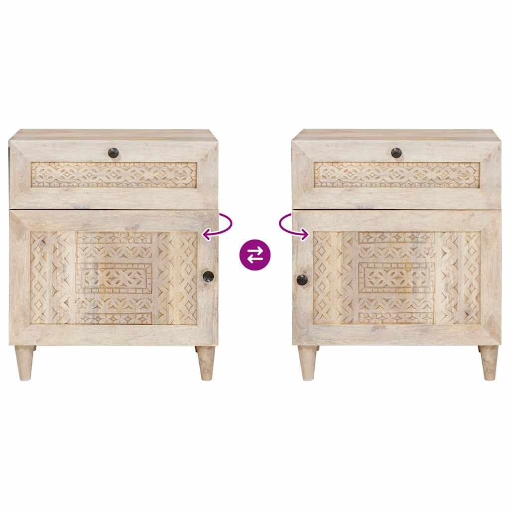 Nattbord Sengbord Tre med skuff med dør Beige 50 x 33 x 60 cm heltre mango