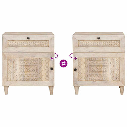 Nattbord Sengbord Tre med skuff med dør Beige 50 x 33 x 60 cm heltre mango