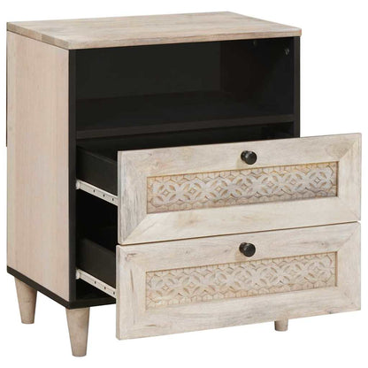 Nattbord Sengbord Tre med skuff med hylle Beige 50 x 33 x 60 cm heltre mango