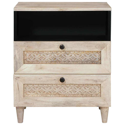 Nattbord Sengbord Tre med skuff med hylle Beige 50 x 33 x 60 cm heltre mango
