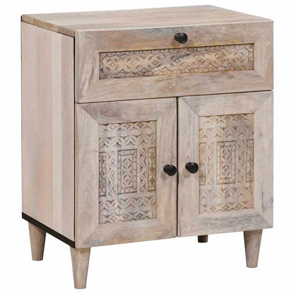 Nattbord Sengbord Tre med skuff med dør Beige 50 x 33 x 60 cm heltre mango