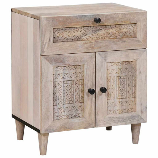 Nattbord Sengbord Tre med skuff med dør Beige 50 x 33 x 60 cm heltre mango