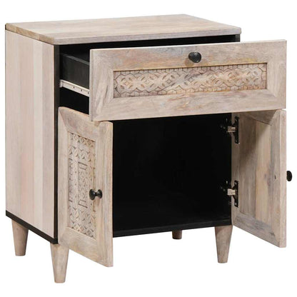 Nattbord Sengbord Tre med skuff med dør Beige 50 x 33 x 60 cm heltre mango