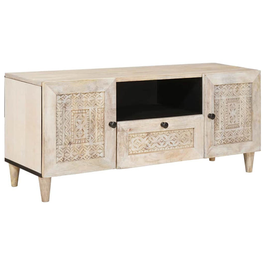 TV-Møbel Tre TV-Skap med skuff med hylle Hvit 105 x 33 x 46 cm heltre mango