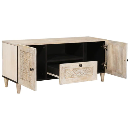 TV-Møbel Tre TV-Skap med skuff med hylle Hvit 105 x 33 x 46 cm heltre mango