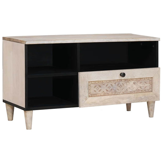 TV-Møbel Tre TV-Skap med skuff med hylle Hvit 80 x 33 x 46 cm heltre mango
