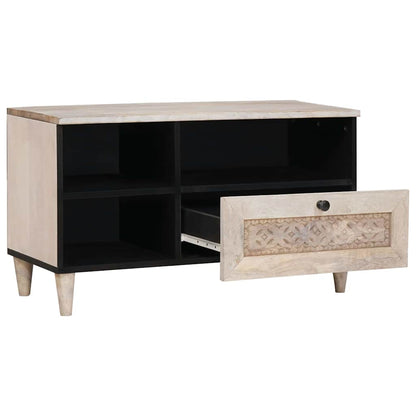 TV-Møbel Tre TV-Skap med skuff med hylle Hvit 80 x 33 x 46 cm heltre mango