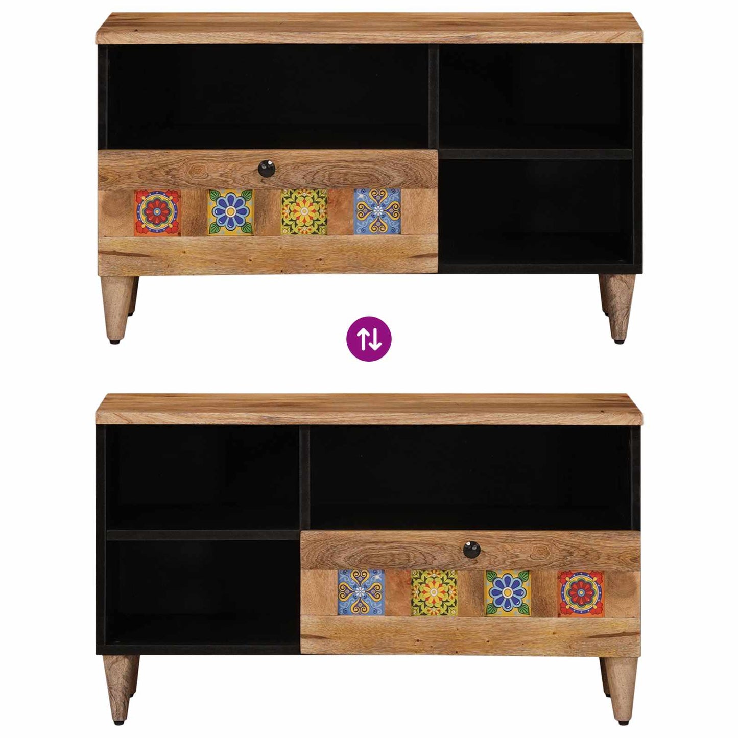 TV-skap med skuff Naturlig 80 x 33 x 46 cm Massiv mango tre