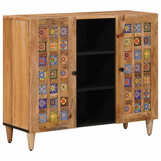 Skjenk Tre med dør Naturlig 90 x 33,5 x 75 cm Massiv mango tre