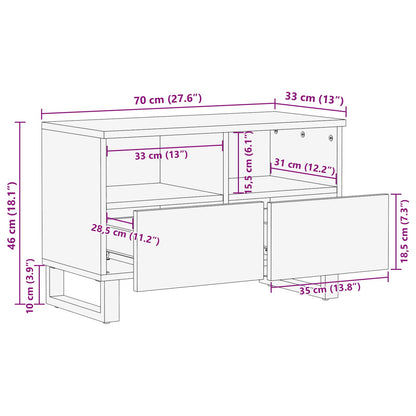 TV-skap med lagring Brun 70 x 33 x 46 cm Massiv mango tre