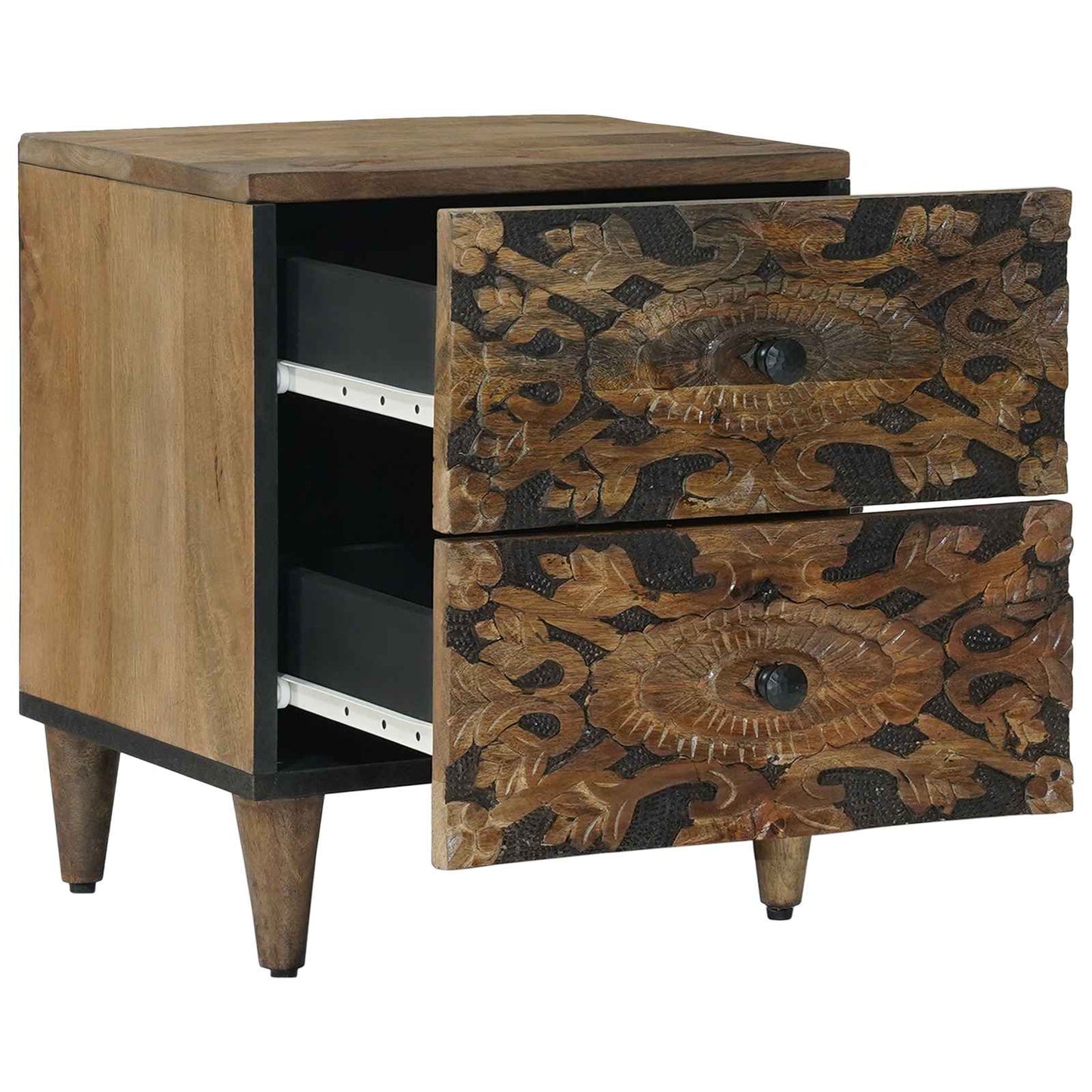 Nattbordskap 2 pcs Brun 40 x 33,5 x 46 cm Massiv mango tre