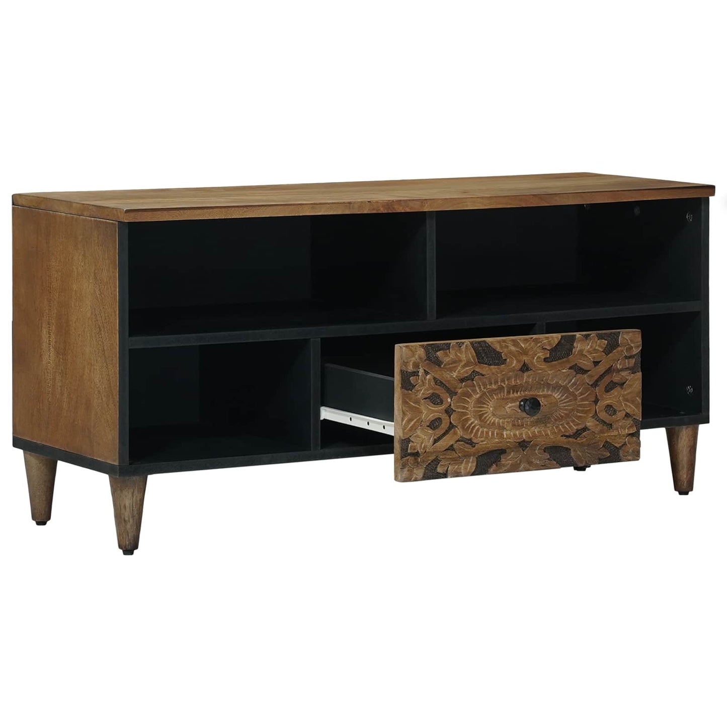 TV-skap med skuff Brun 100 x 33,5 x 46 cm Massiv mango tre