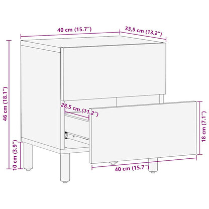 Nattbord Sengbord Svart 40x33,5x46 cm heltre mangotre