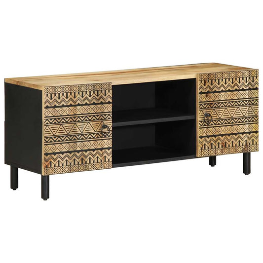 TV-Møbel Svart Tv-benk 105x33,5x46 cm grovt heltre mangotre