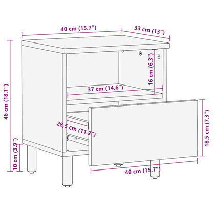 Nattbord Sengbord Svart 40x33x46 cm heltre mangotre