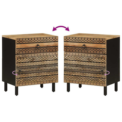 Nattbord Sengbord Svart 50x33x60 cm heltre mangotre
