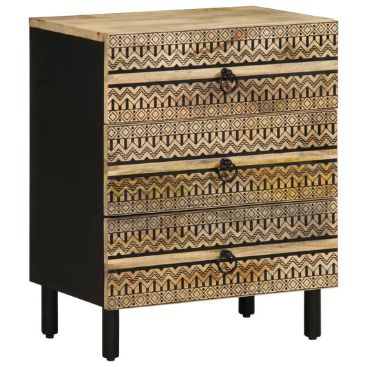 Nattbord Sengbord Svart 50x33x62 cm heltre mangotre
