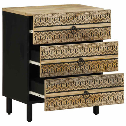 Nattbord Sengbord Svart 50x33x62 cm heltre mangotre