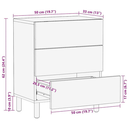 Nattbord Sengbord Svart 50x33x62 cm heltre mangotre