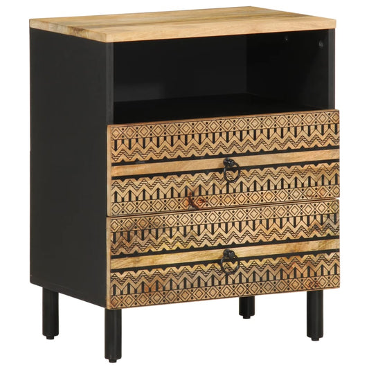 Nattbord Sengbord Svart 50x33x62 cm heltre mangotre